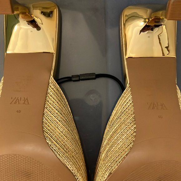 Zara Metallic Gold Heeled Mules - Picture 4 of 5
